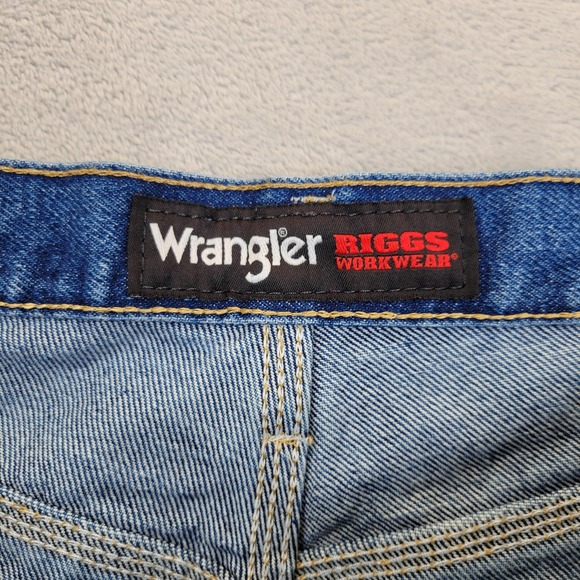 Wrangler Riggs Workwear Jeans Mens 44x30 Blue Utility Carpenter Heavy Duty Pants - Picture 3 of 9